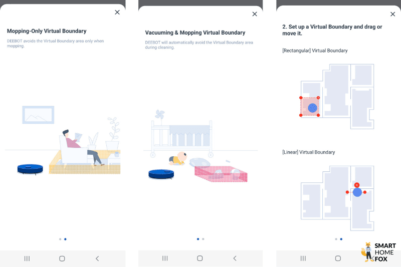Sperrzonen werden in der Ecovacs Deebot X1 Turbo App definiert